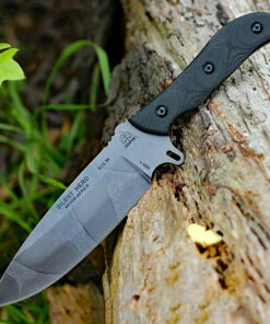 Tops Silent Hero Camo-HERO02C, 6.38" Camo Plain Blade, Black Smooth Micarta Handle