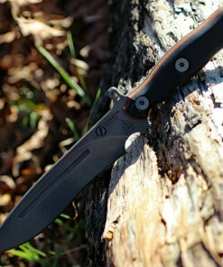 TOPS OP7-01 Operator 7, 7.25" 1075 Carbon Steel Acid Rain Blade, Micarta/Black G10 Handle