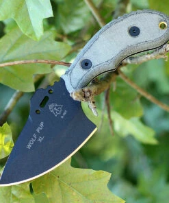Tops Wolf Pup XL TPWP011. 7 1/2 in., Black Traction Coating, Black Micarta