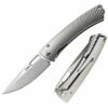 LionSteel TS-1 TiSpine Shiny Gray TS1GS, 3.35" M390 Satin Plain Blade, Titanium Handle