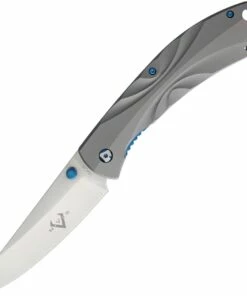 V Nives 30084 Poseidon, 3.5" 154CM Plain Blade, Gray Titanium Handle