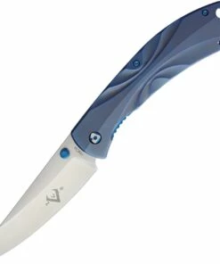 V Nives 30091 Poseidon, 3.5" 154CM Plain Blade, Blue Titanium Handle
