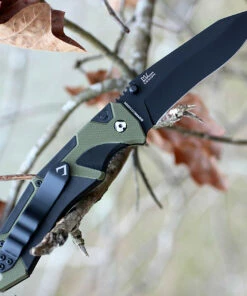 V Nives 30176 Fractal Assist, 3.6" Black D2 Plain Blade, Black G-10, Green FRN Inlay Handle -Buck Knives Sales vni30176.2 71064.1566586009