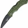 V Nives 30190 Rocky, 3.25" Black D2 Plain Blade, Green FRN Handle