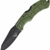 V Nives 30312 Rocky 2, 3.25" Black D2 Plain Blade, Green FRN Handle