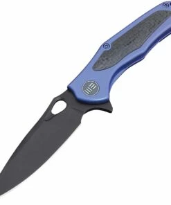 We Knife Co. We Knife 804A Vapor, 2.95" CPM-S35VN Plain Black Blade, Blue Titanium With Carbon Fiber Inlay Handle