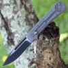 We Knife Co. We Knife Double Helix Folder 815E, 3.3" CPM S35VN Black Drop Point Plain Blade, Gray Titanium Handle