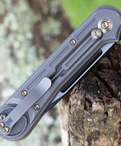 We Knife Co. We Knife Double Helix Folder 815E, 3.3" CPM S35VN Black Drop Point Plain Blade, Gray Titanium Handle -Buck Knives Sales we815e.2 68153.1627316762